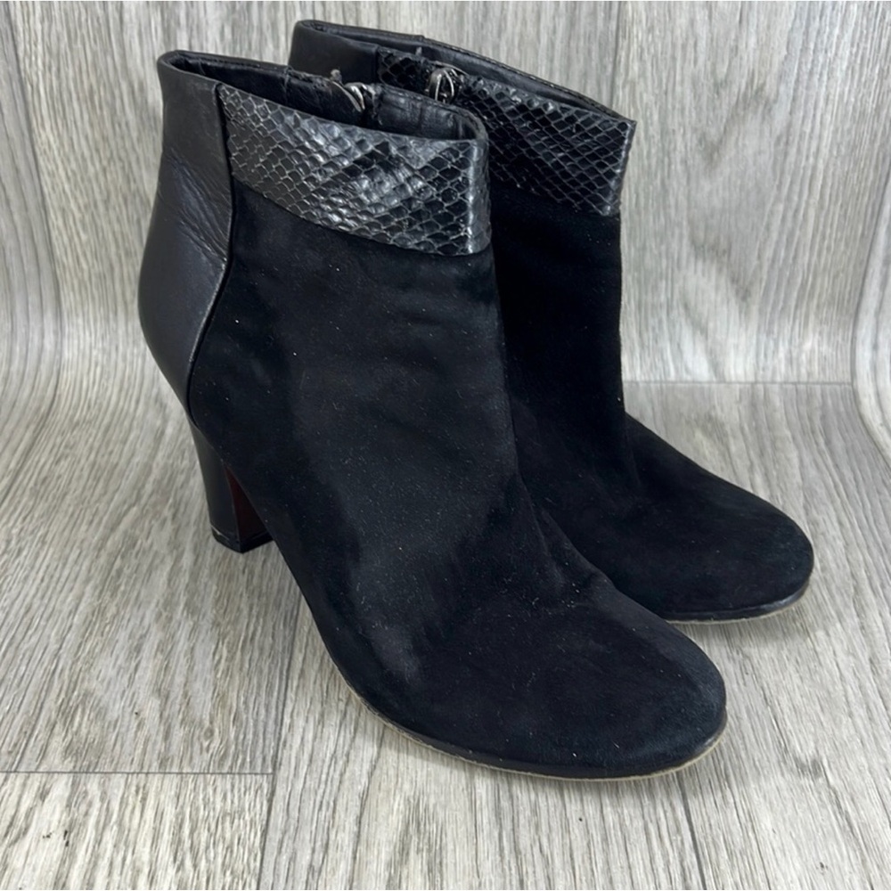 Sam Edelman Black Ankle Boots with Snakeskin Detail